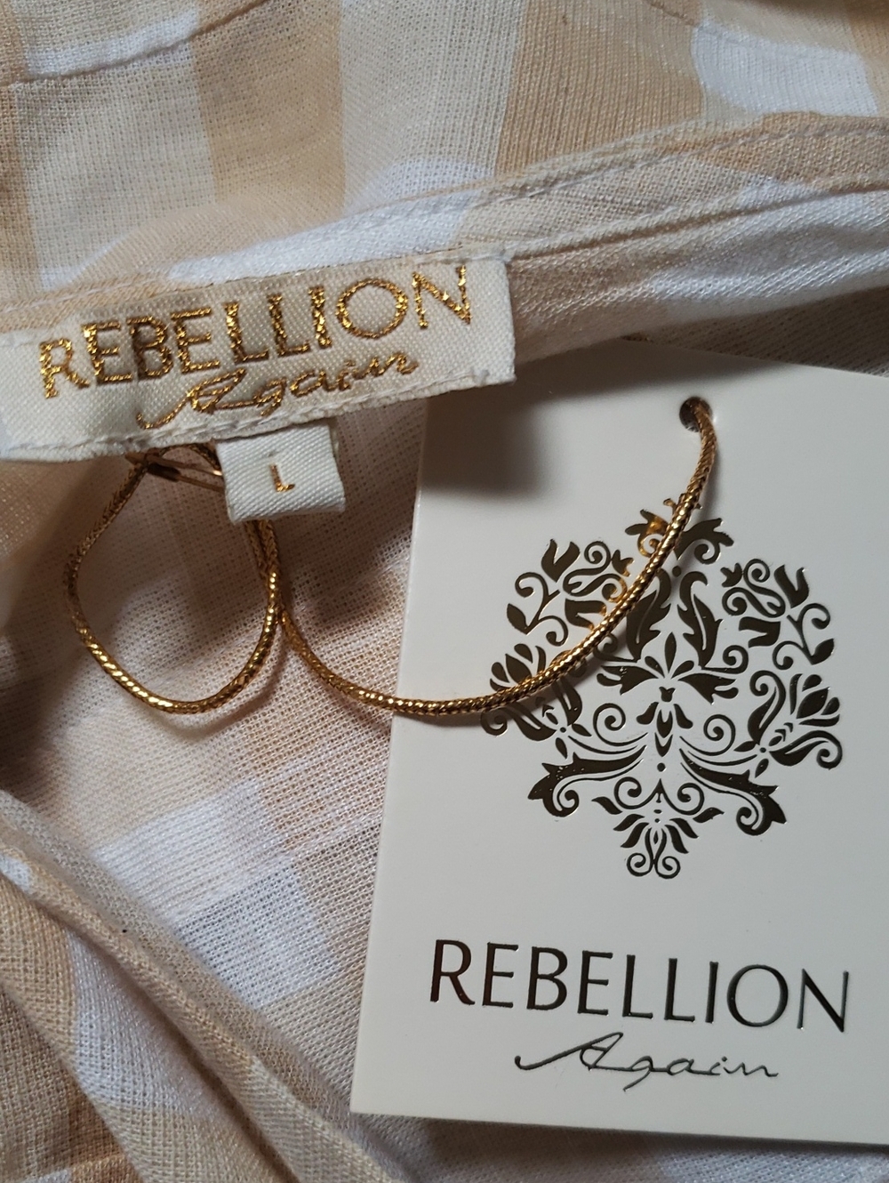 Rebellion Again Yellow/Cream Plaid Tie-Back Ruffle Sleeve Crop Top, Large - Picture 5 of 6